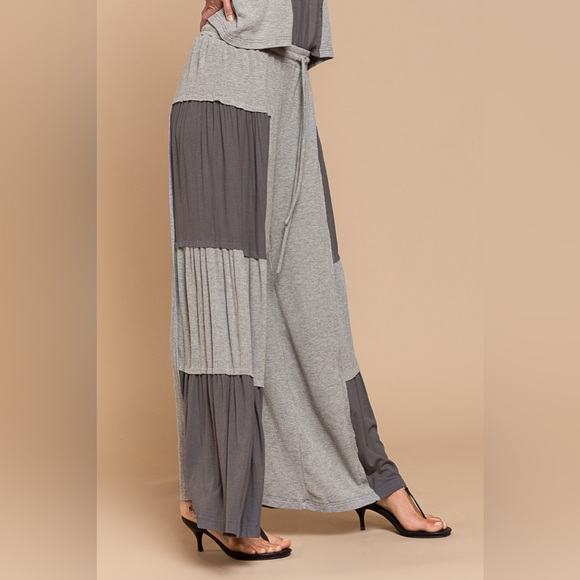 POL Gray Ribbed Knit Wide Leg Lounge Pants | Flowy Relaxed Fit - Picture 7 of 8